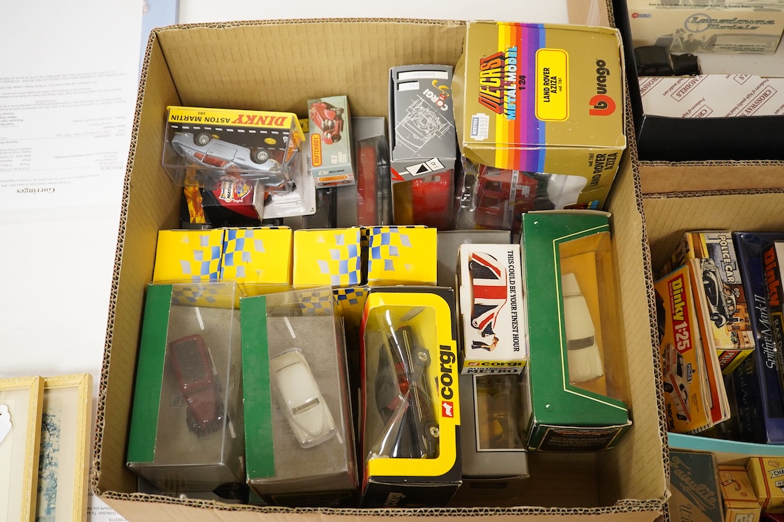 Thirty-six diecast and white metal vehicles, including; four white metal vehicles; a Crossway Models Morris Oxford, a Gem & Cobwebs Austin Taxi, two Lansdown Models; a 1951 Bentley Mk.VI and a 1936 Morris Ten-Four, toget